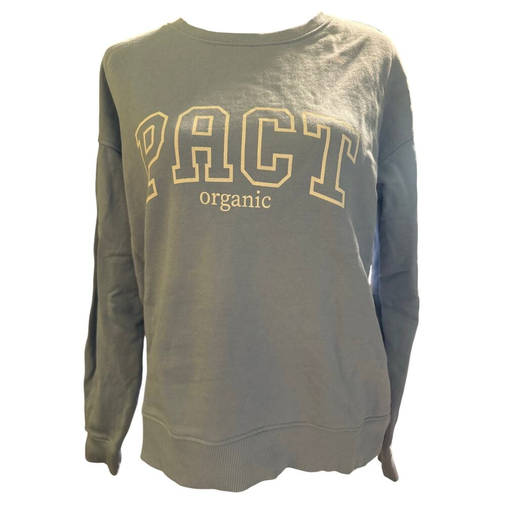 Pact Organic Cotton Dusty Blue Graphic Sweatshirt, Women's Medium